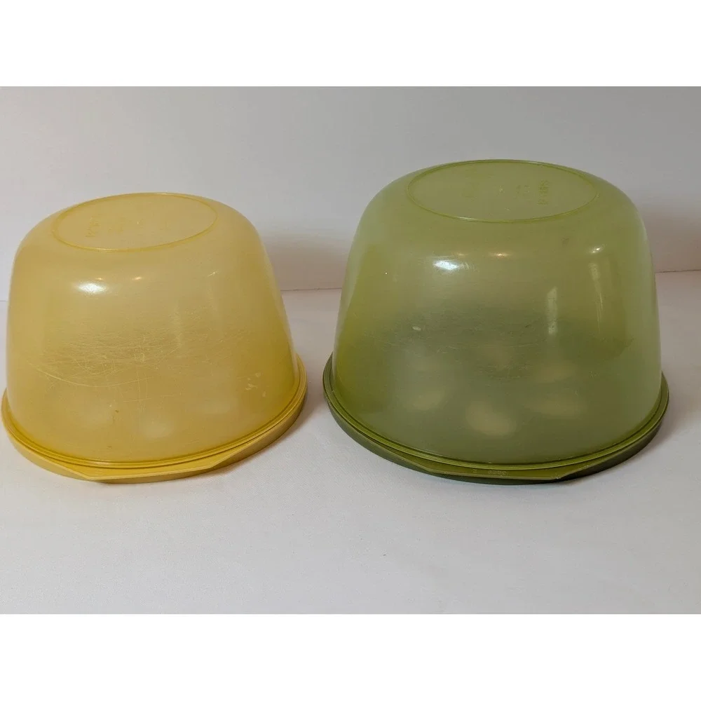 Vintage Rubbermaid Servin Saver Bowls Harvest Gold Avocado Green Daisy Lids 2pc